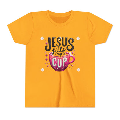 Jesus Fills My Cup Youth Tee — Christian Faith Kids Shirt
