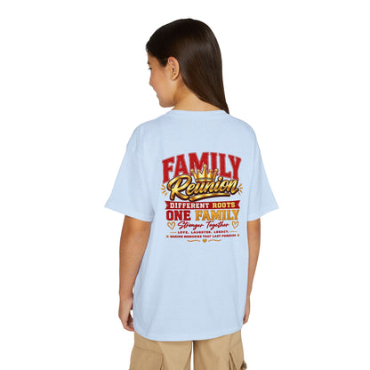 Family Reunion Youth T-Shirt — "Different Roots One Family" Kids Reunion Tee