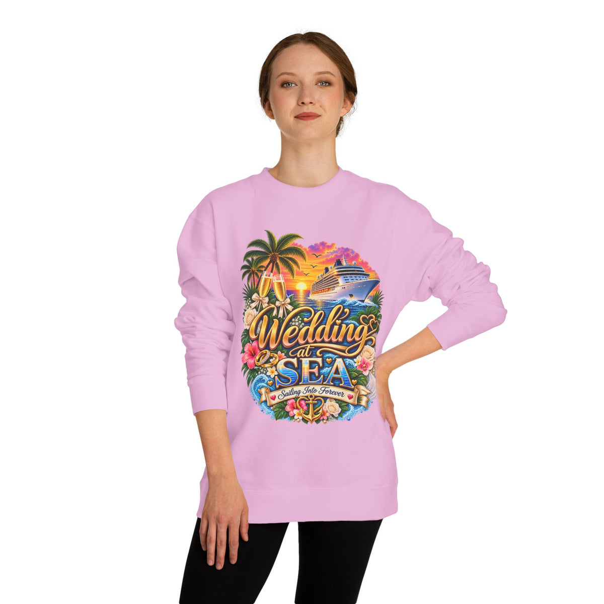 Cruise Wedding Sweatshirt — "Wedding at Sea" Tropical Cruise Crewneck