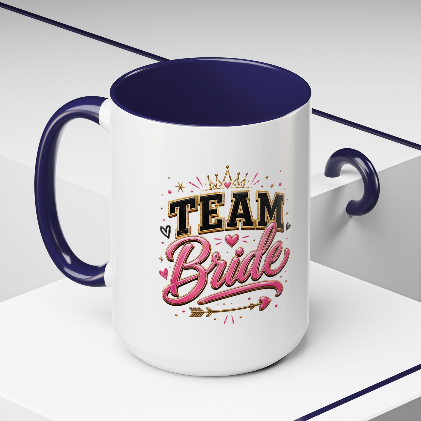 Team Bride Accent Coffee Mug — Pink & Gold Bachelorette Bridal Shower Gift (11/15 oz)