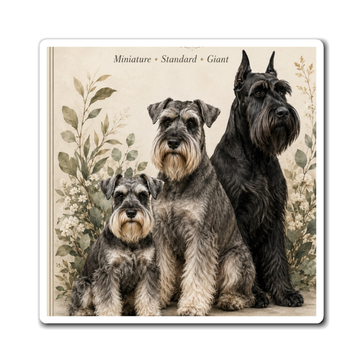 Schnauzer Family Dog Fridge Magnet – Decorative Pet Art Magnet