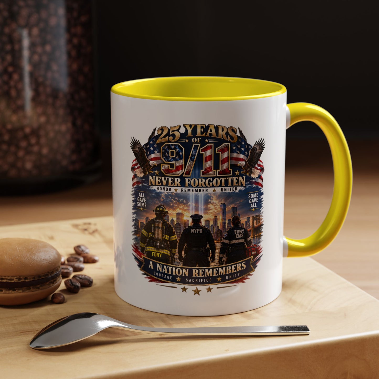 11oz/15oz Coffee Mug — 25 Years of 9/11 Never Forgotten Memorial Design