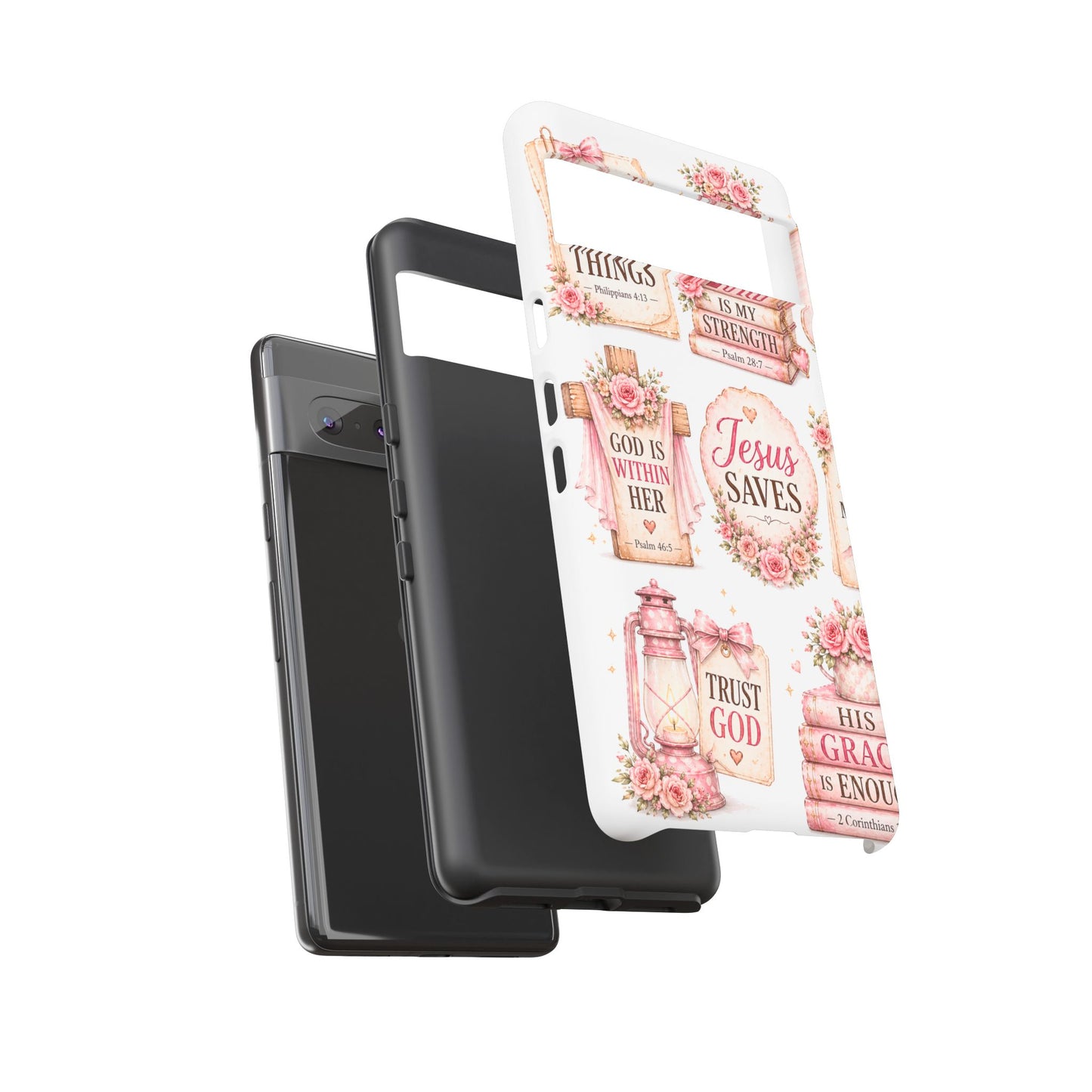 Faith Phone Case — 'Jesus Saves' Floral Christian Scripture iPhone Case