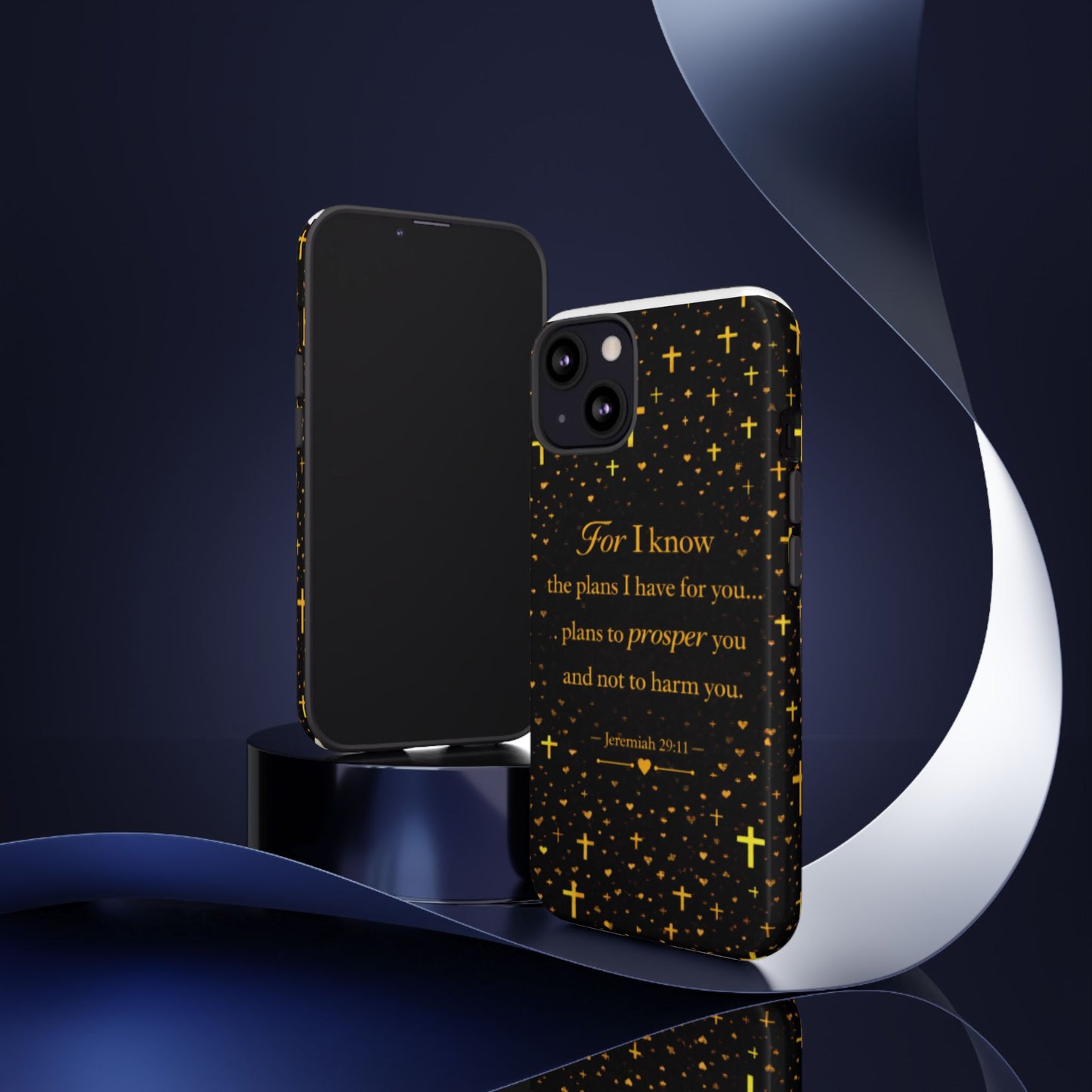 Phone Case — "For I Know" Jeremiah 29:11 Gold Cross Christian Tough Case