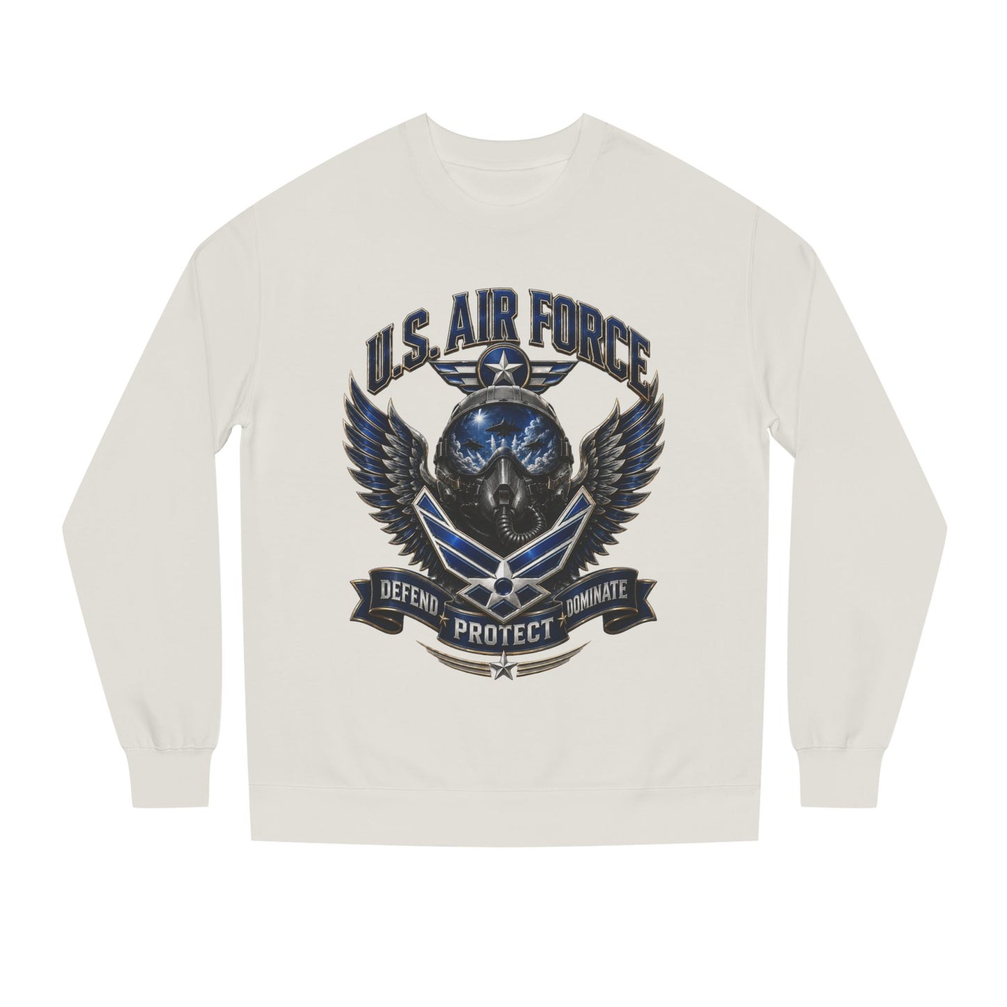 U.S. Air Force Skull Crewneck Sweatshirt — Defend Protect Dominate Tactical Pullover