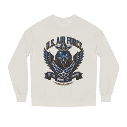 U.S. Air Force Skull Crewneck Sweatshirt — Defend Protect Dominate Tactical Pullover