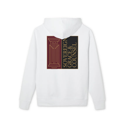 Sovereign Grace & Counsel Hoodie — Graphic Pullover with Regal Column Design