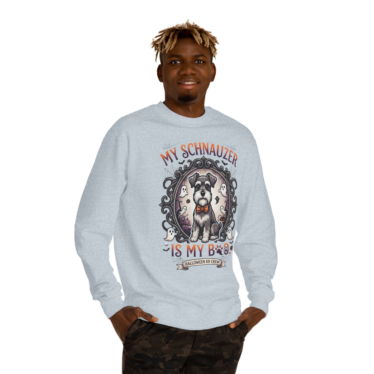 Schnauzer Sweatshirt — “My Schnauzer Is My Boo” Halloween Crewneck