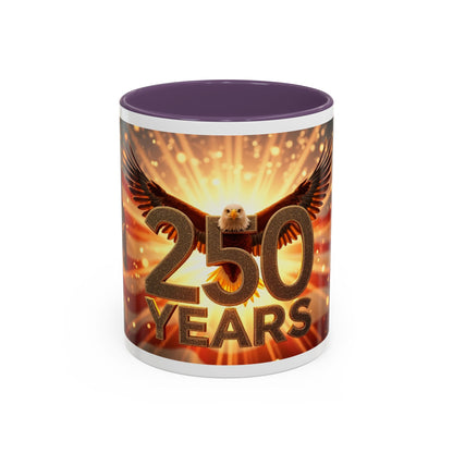 250 Years Commemorative Coffee Mug — Patriotic Eagle & American Flag Accent (11/15oz)