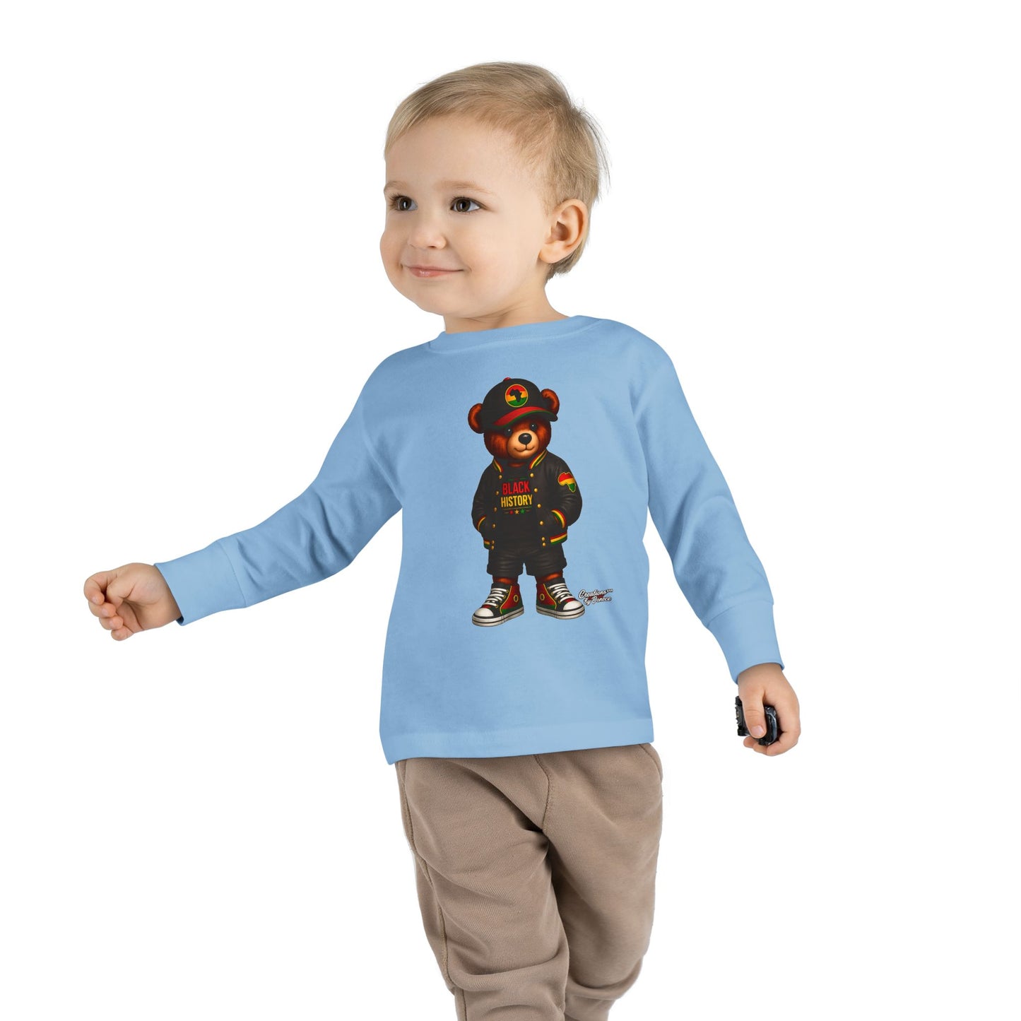 Cool Teddy Bear Toddler Long Sleeve Tee — Urban Streetwear Kids Shirt