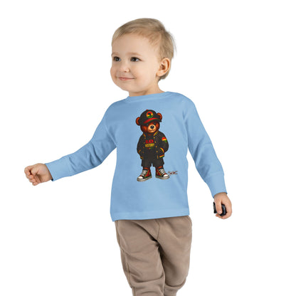 Cool Teddy Bear Toddler Long Sleeve Tee — Urban Streetwear Kids Shirt