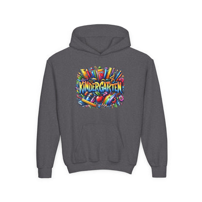Kindergarten Kids Hoodie — Colorful School Supplies Back-to-School Sweatshirt
