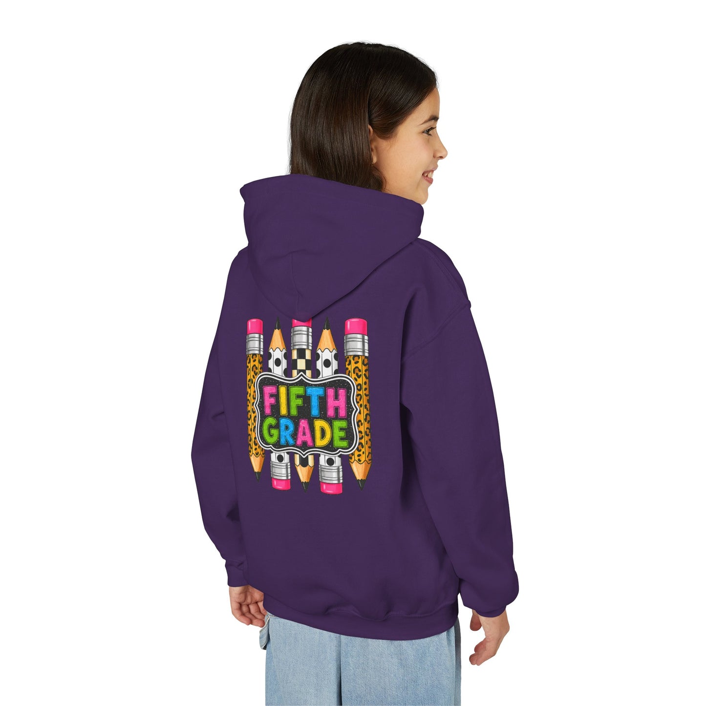 Fifth Grade Kids Hoodie — Colorful Pencil Back‑to‑School Sweatshirt for Students