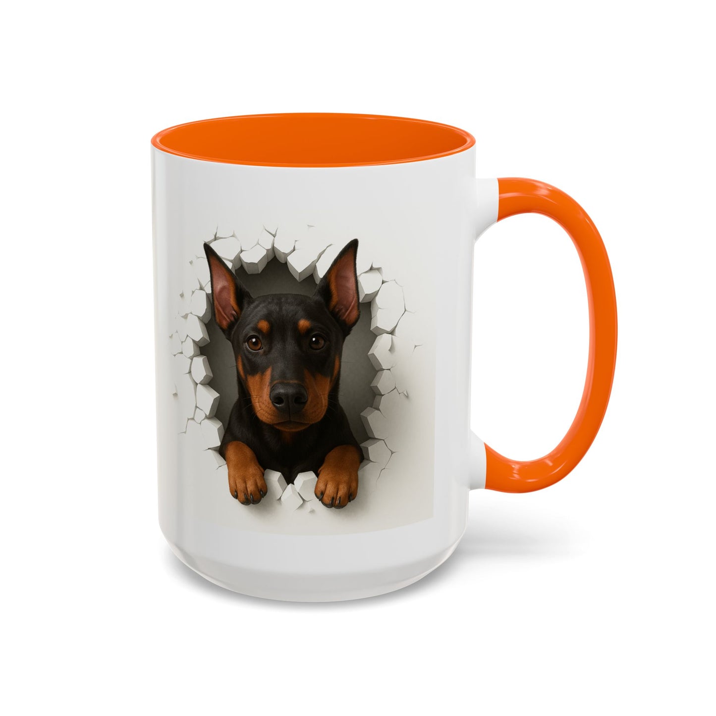 Doberman Peekaboo Accent Coffee Mug – Cute Dog Lover Gift (11/15oz)