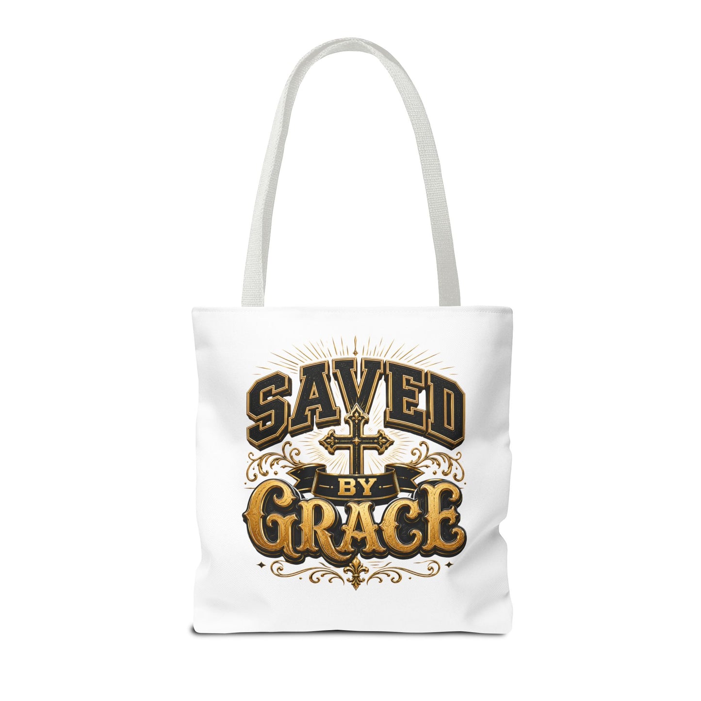 Saved by Grace Tote Bag – Christian Cross Inspirational Canvas Tote