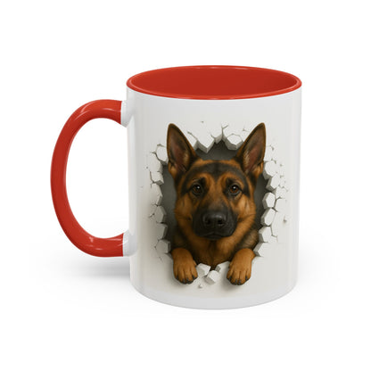 German Shepherd Coffee Mug — "Peek-a-Buddy" Accent Dog Mug (11/15oz)