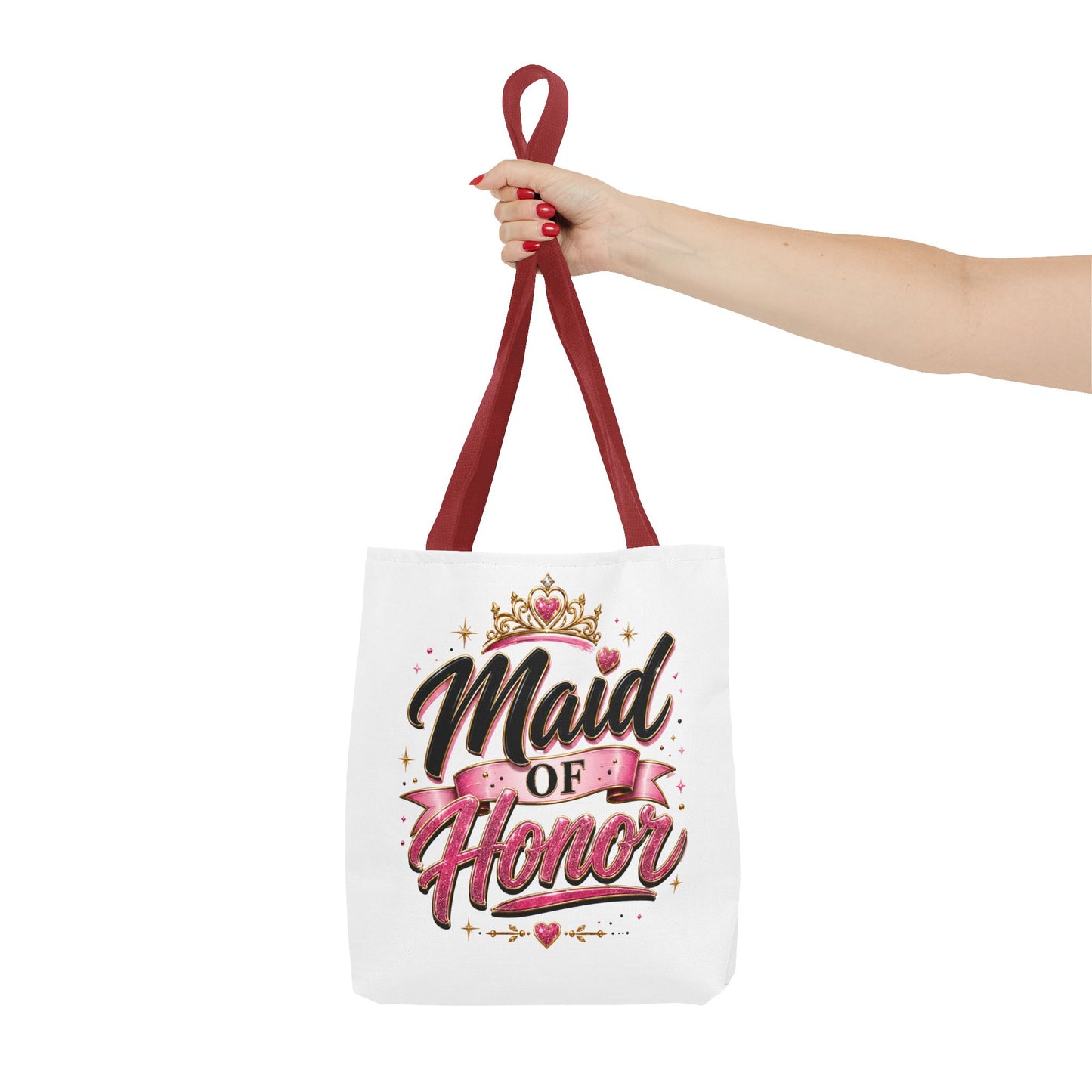 Maid of Honor Tote Bag — Pink Crown Bridal Party Tote for Weddings & Bachelorette