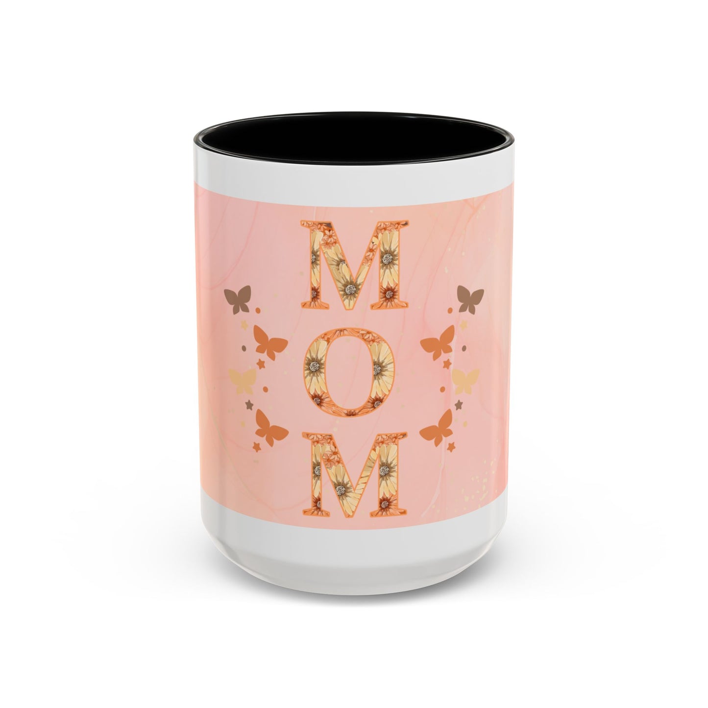 Mom Floral Accent Coffee Mug – Pink Butterfly Mother's Day Gift (11/15oz)