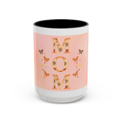 Mom Floral Accent Coffee Mug – Pink Butterfly Mother's Day Gift (11/15oz)