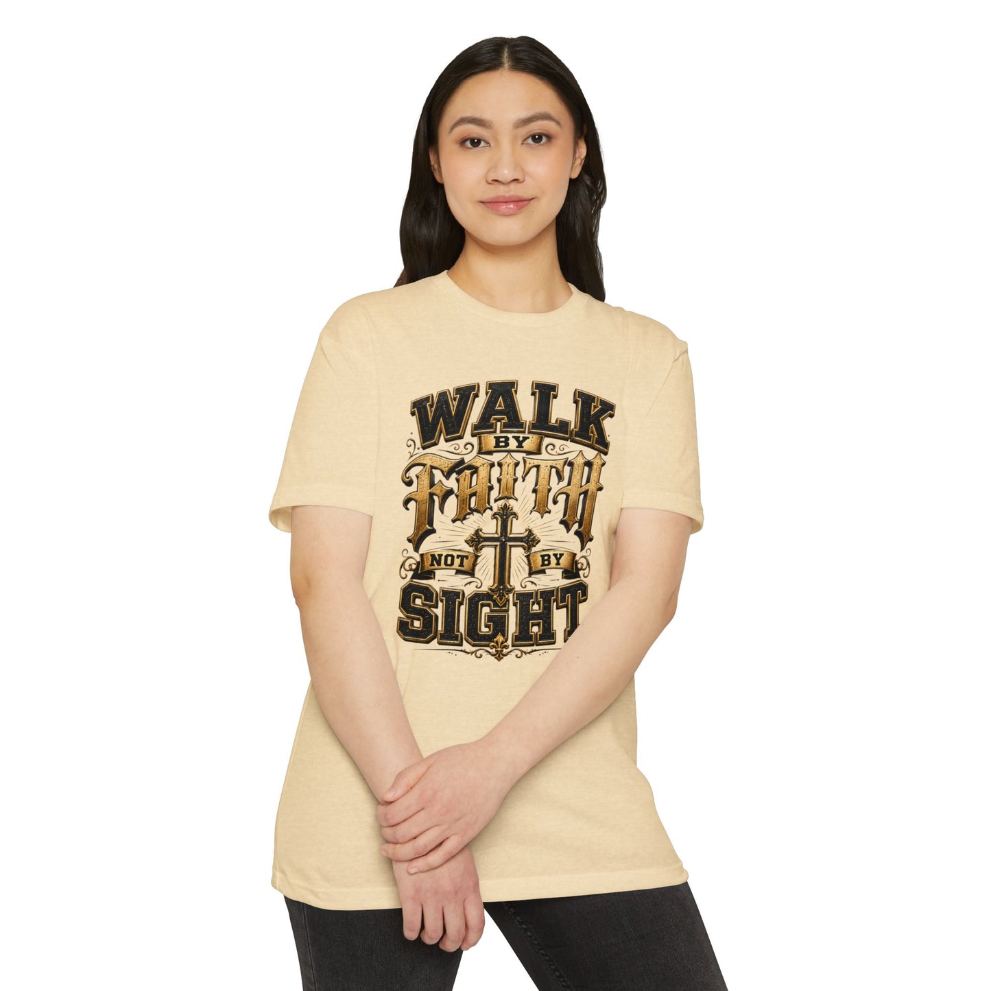 Walk By Faith T-Shirt — Christian Cross Inspirational Graphic Tee