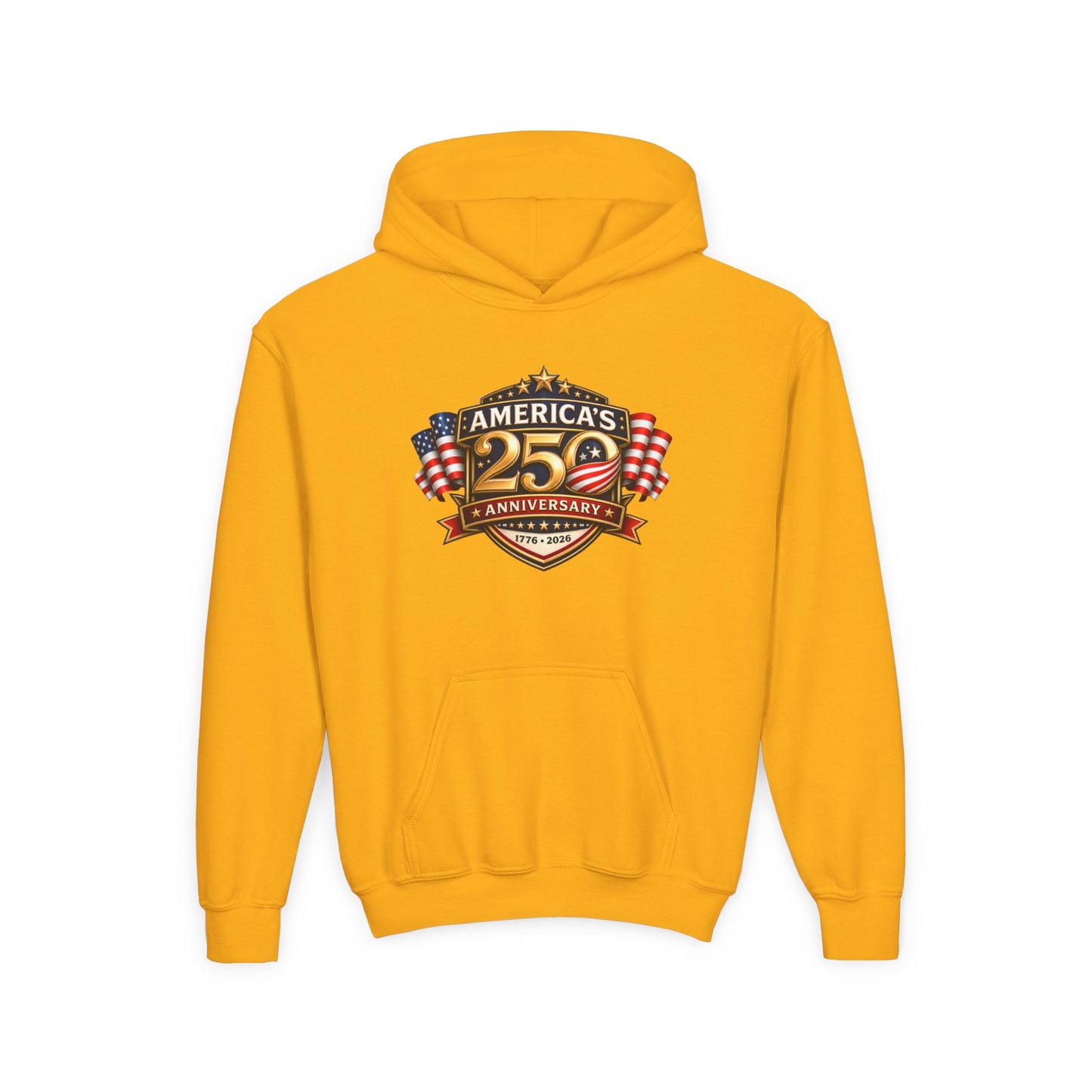 Youth Hoodie — "America's 250th Anniversary" Patriotic 1776-2026 Celebration Design