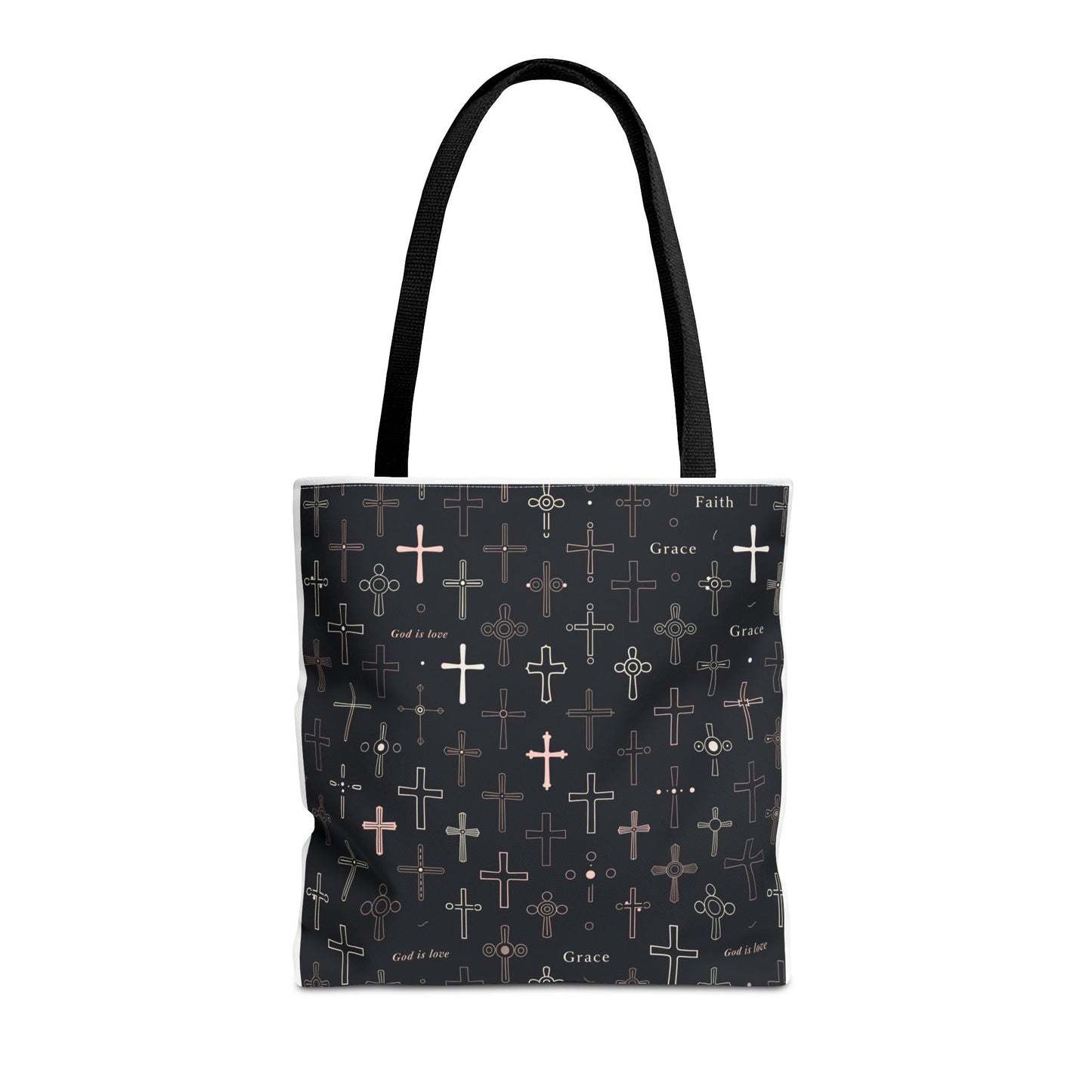 Cross Pattern Tote Bag — Faith & Grace Religious All-Over Print Tote