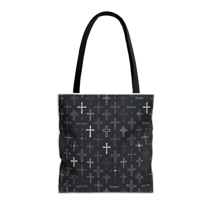 Cross Pattern Tote Bag — Faith & Grace Religious All-Over Print Tote