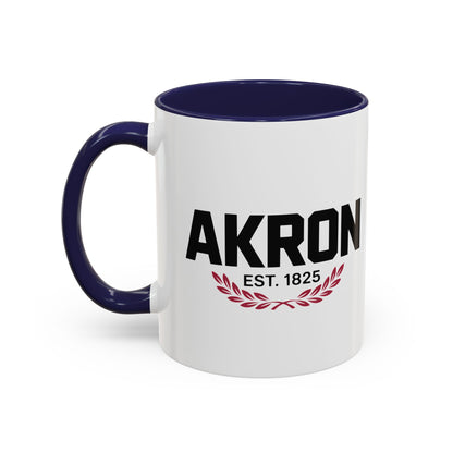 Akron Est. 1825 Accent Coffee Mug — Vintage City Pride Ceramic Mug