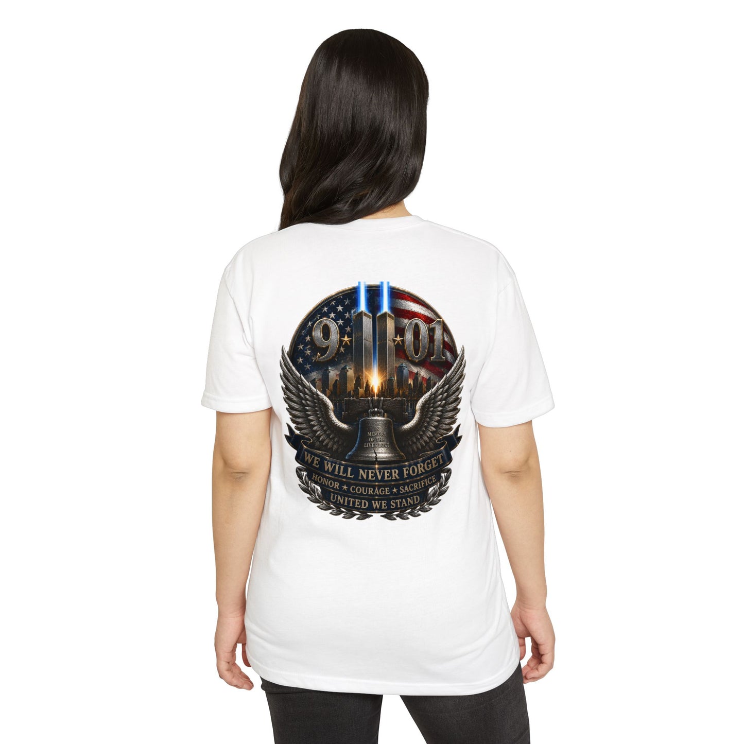 9/11 Never Forget Memorial T-Shirt — Twin Towers Tribute Tee