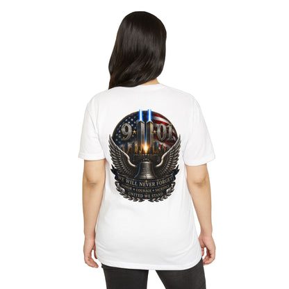 9/11 Never Forget Memorial T-Shirt — Twin Towers Tribute Tee
