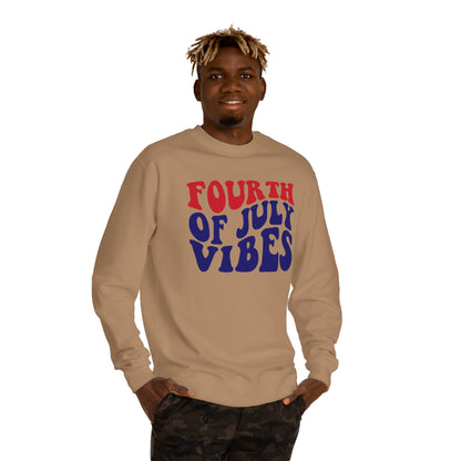 Fourth of July Vibes Sweatshirt — Patriotic Red & Blue Holiday Crewneck