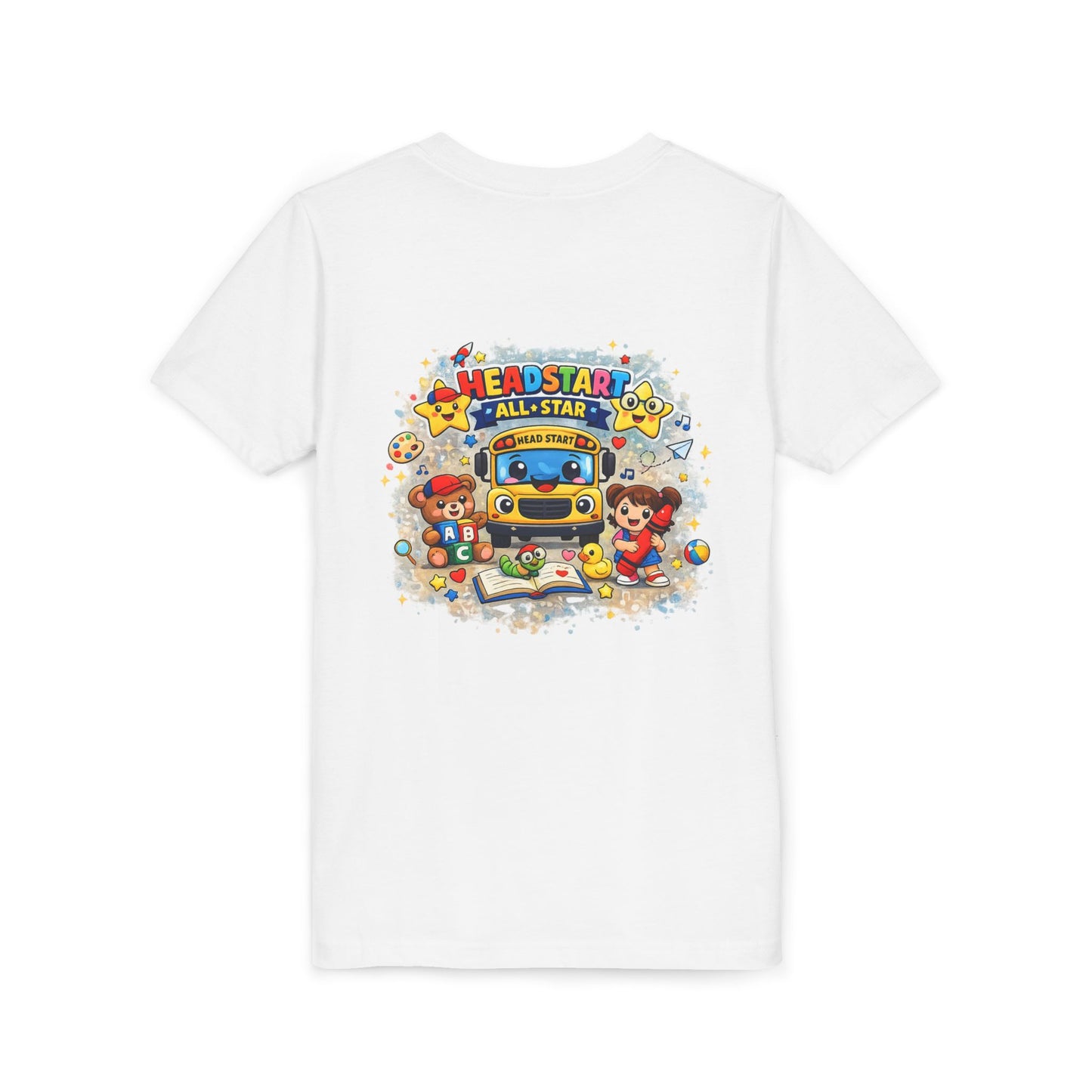 Youth Tee — "Headstart All-Star" Cute School Bus & Characters Back-to-School Shirt