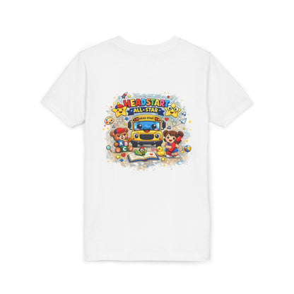 Youth Tee — "Headstart All-Star" Cute School Bus & Characters Back-to-School Shirt