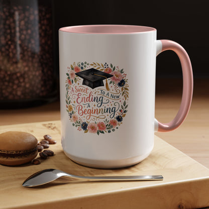 Graduation Floral Coffee Mug — "A Sweet Ending to a New Beginning"