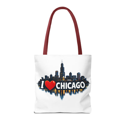 I  Chicago Skyline Tote Bag — Cityscape Reversible All-Over Print Tote