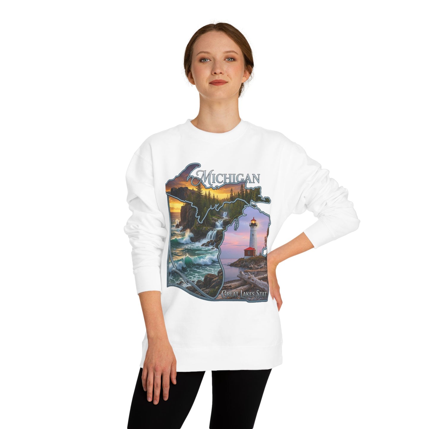 Michigan Lakes State Sweatshirt — Lighthouse & Great Lakes Scenic Pullover