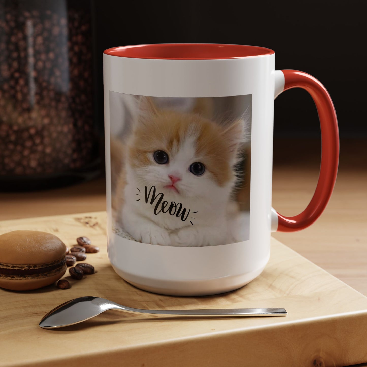 Cat Photo Coffee Mug - Cute Kitten 'Meow' Accent Mug (11/15oz)