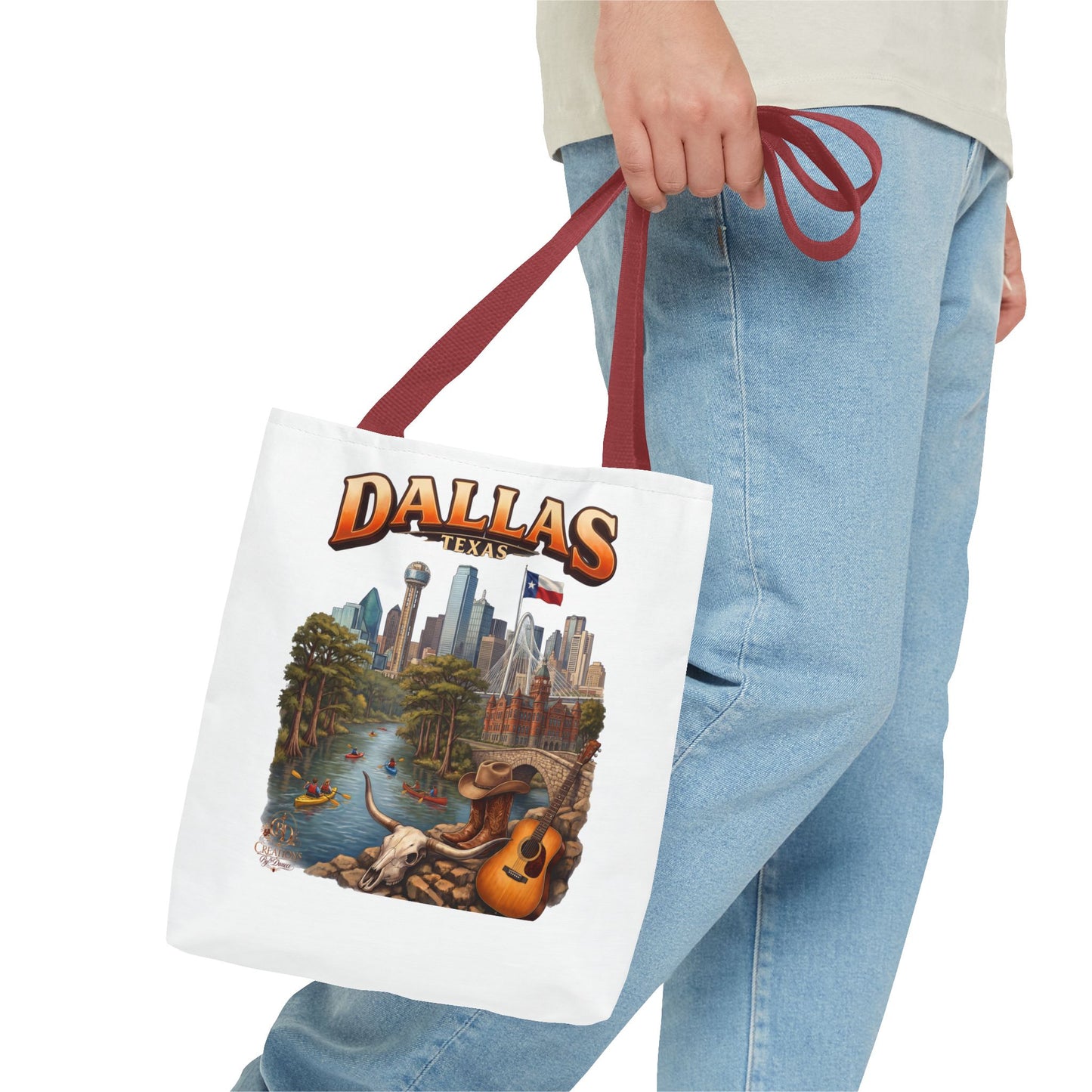 Dallas Texas Scenic Tote Bag – City Skyline & Guitar Souvenir Tote