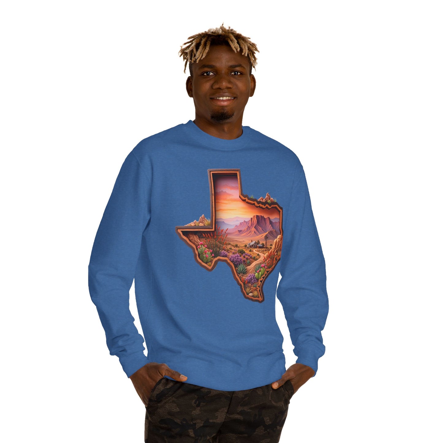 Texas Sunset Crewneck Sweatshirt — Scenic Lone Star State Landscape