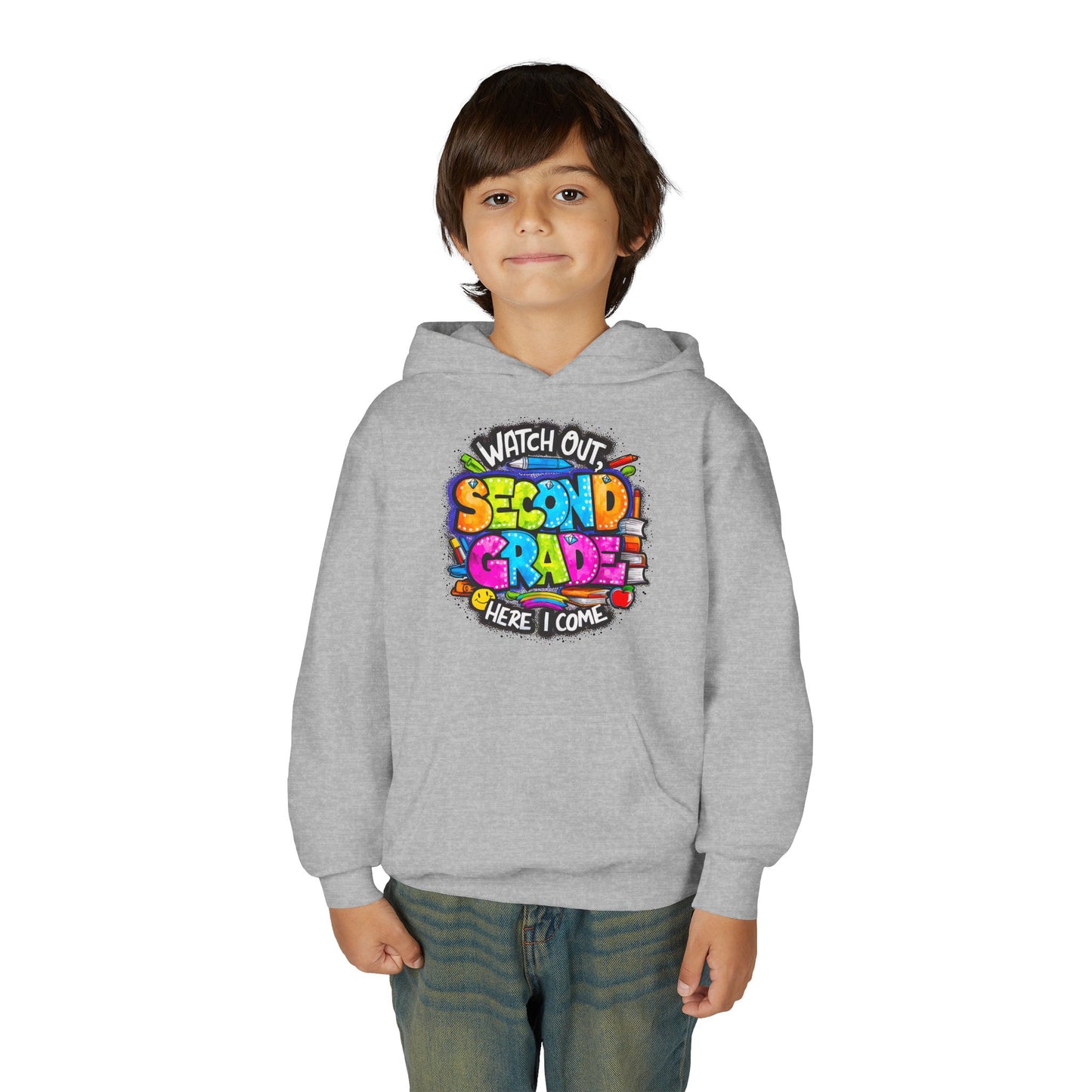 Second Grade Kids' Hoodie - "Watch Out Second Grade Here I Come" Back-to-School Sweatshirt