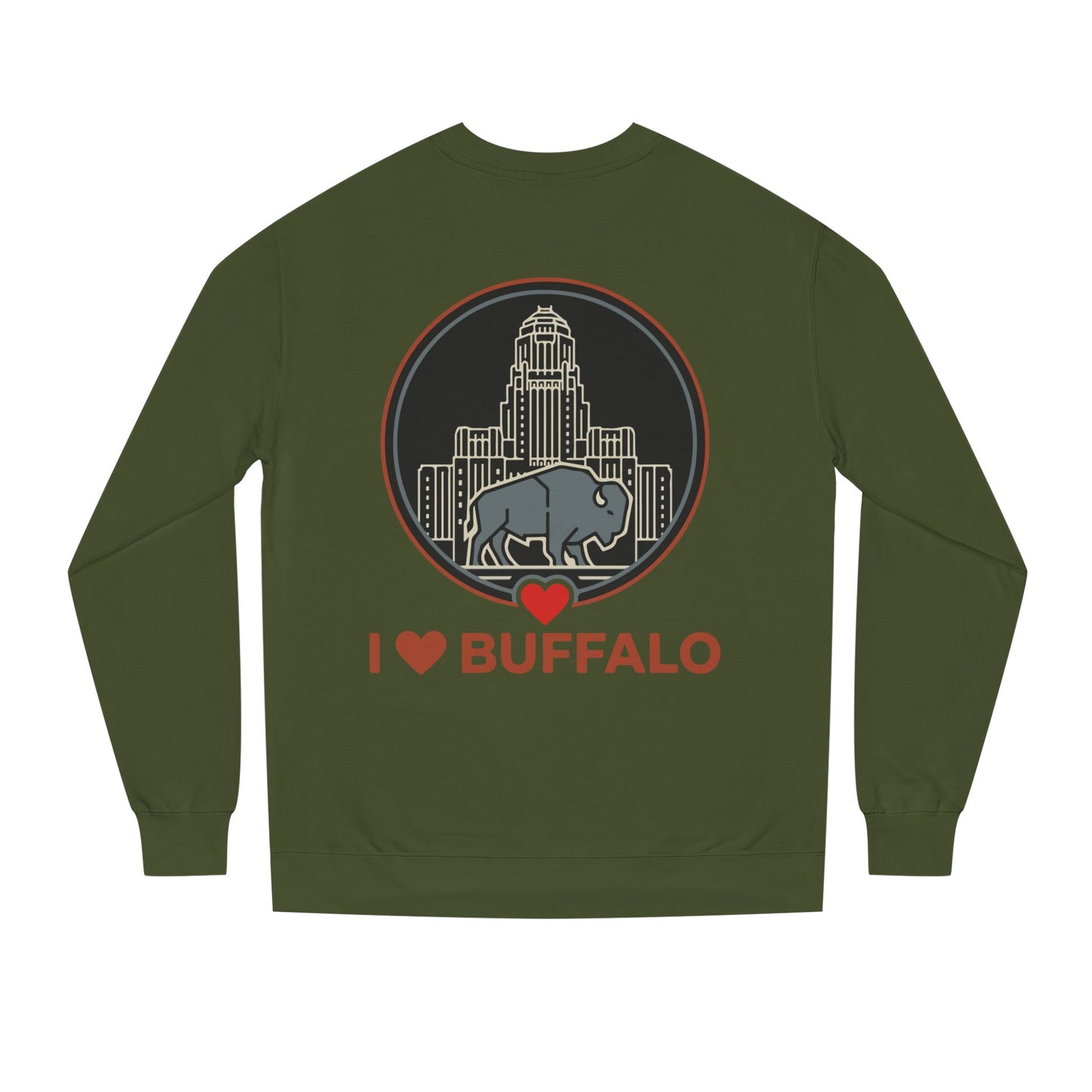 I  Buffalo Sweatshirt — Buffalo Skyline & Bison Graphic Crewneck
