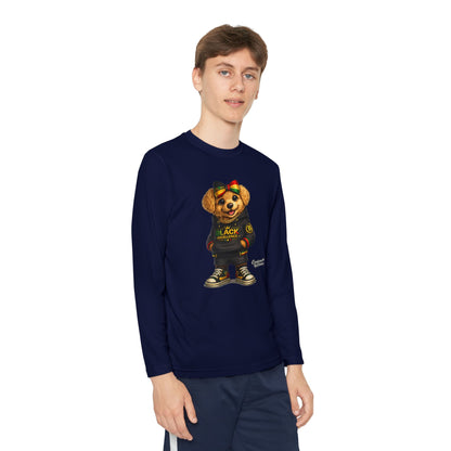 Youth Long Sleeve Tee — Trendy Bear Graphic "Black Excellence"