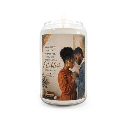Scripture Prayer Candle — "Commit to the Lord" Scented Soy Candle (13.75oz)