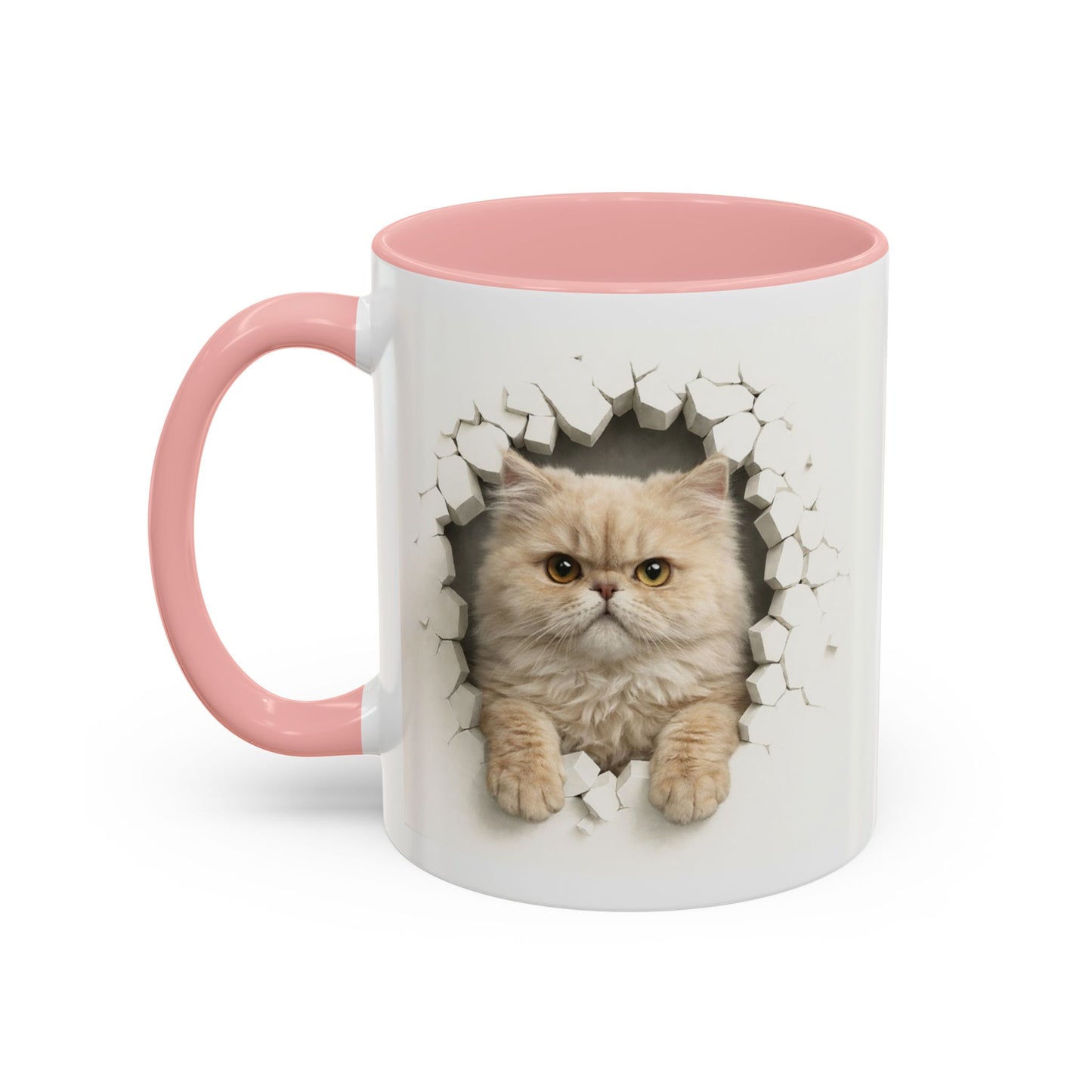Cat Peeking Accent Coffee Mug — Cute Persian Cat Design (11/15oz)