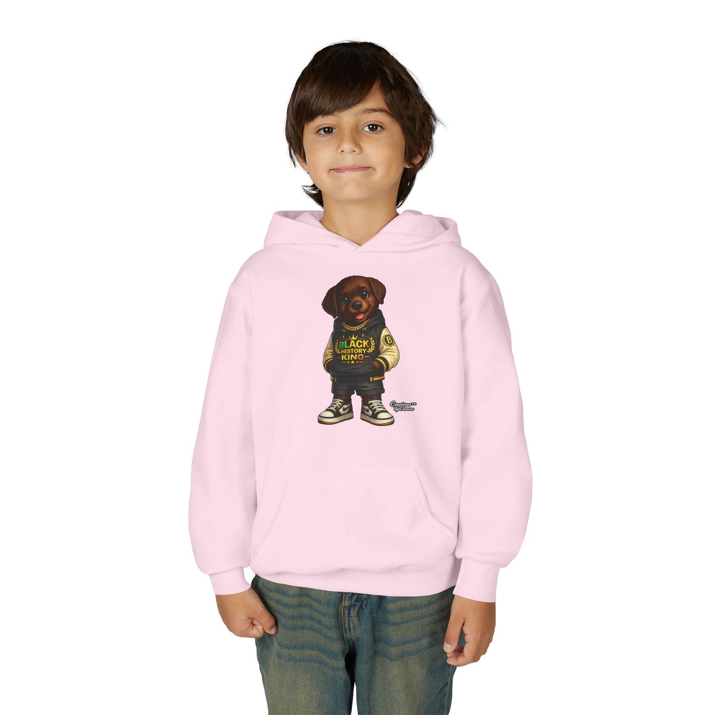 Youth Hoodie — 'Black History Kid' Puppy Graphic Sweatshirt