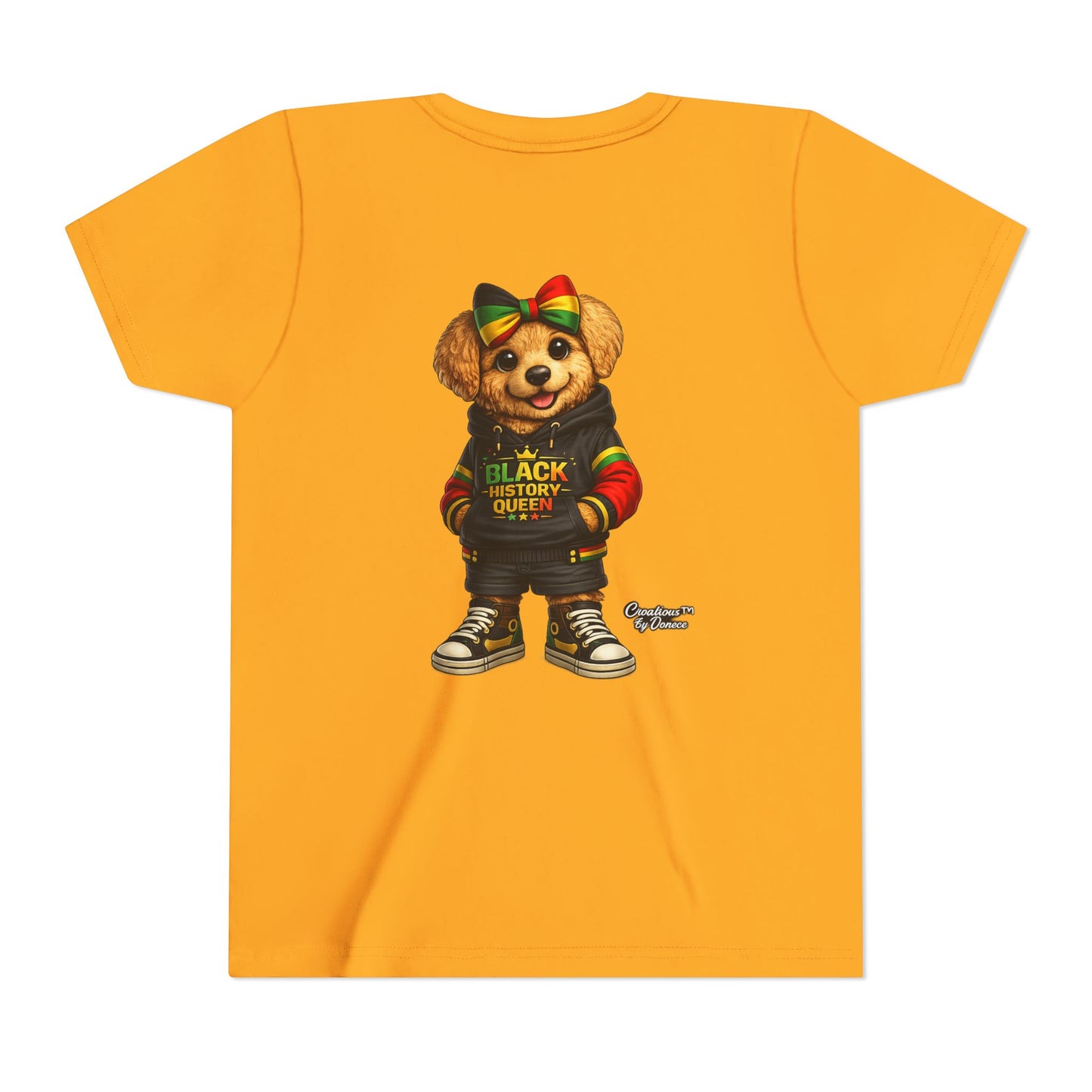 Youth Tee — Black History Queen Bear Graphic T-Shirt
