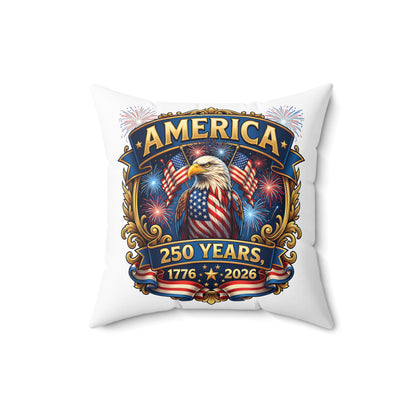 America 250th Anniversary Decorative Pillow — Eagle & Fireworks 1776–2026