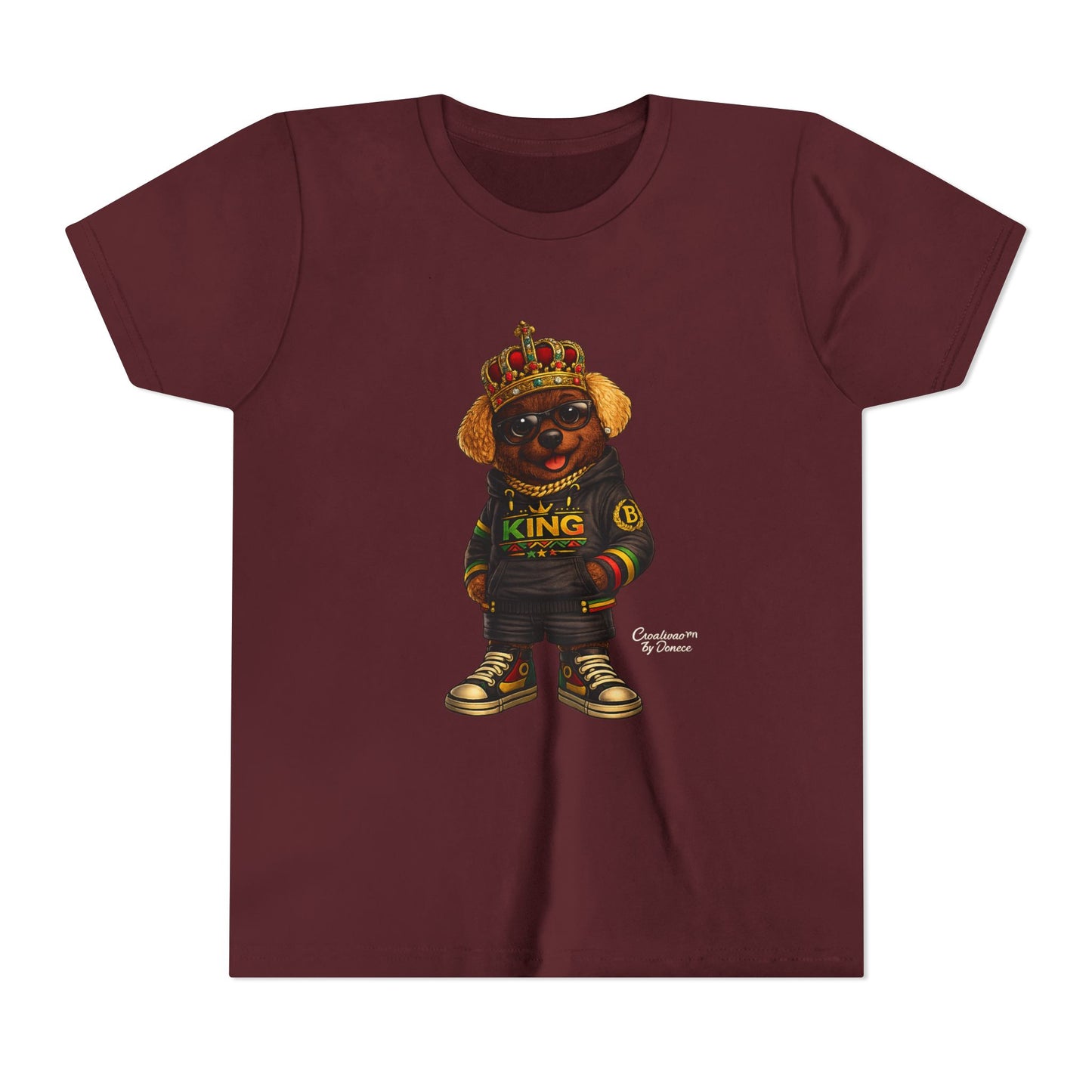 Youth Tee — 'Lil King' Crowned Bear Graphic Shirt