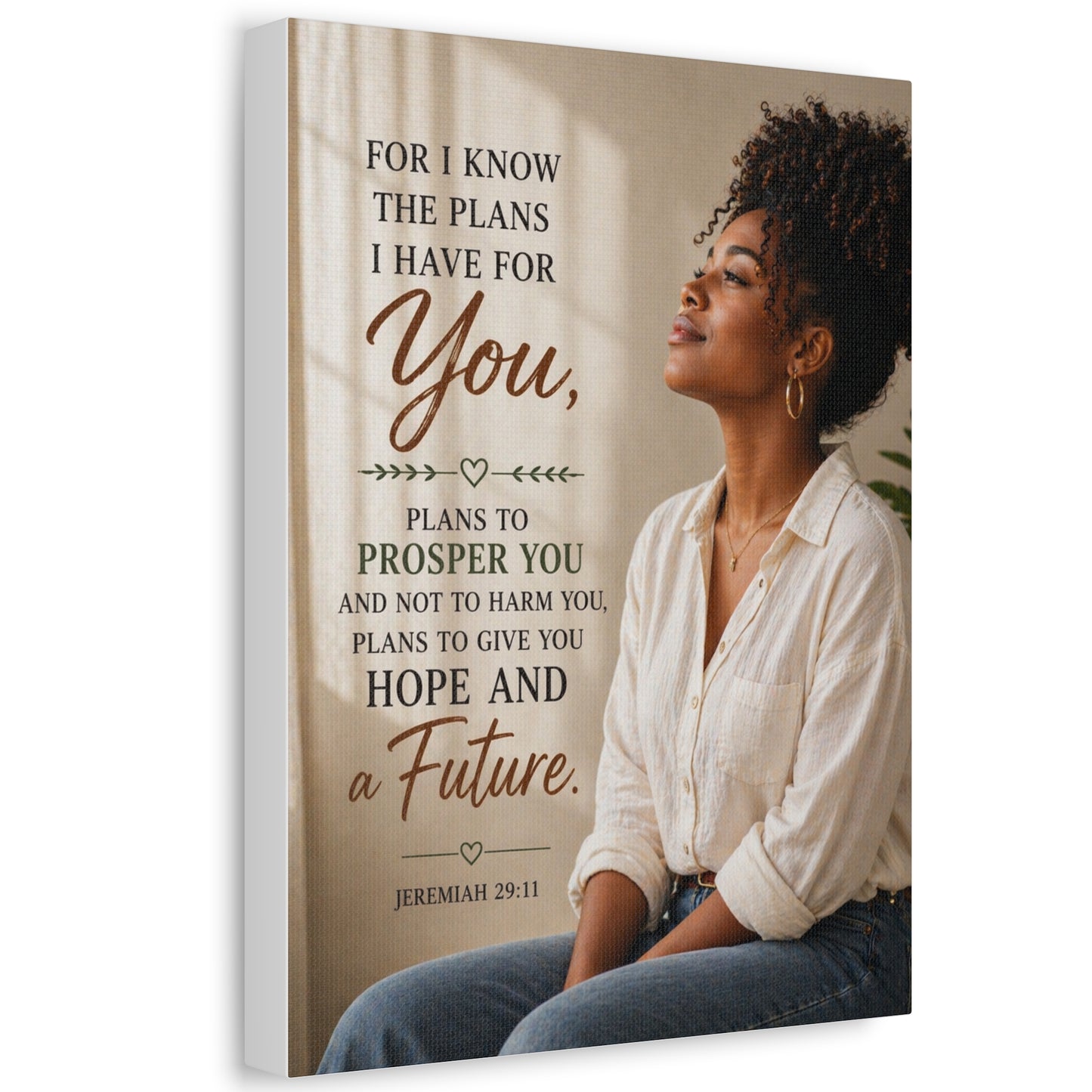 Jeremiah 29:11 Canvas Wall Art — "For I Know the Plans I Have for You" Inspirational Stretched Canvas