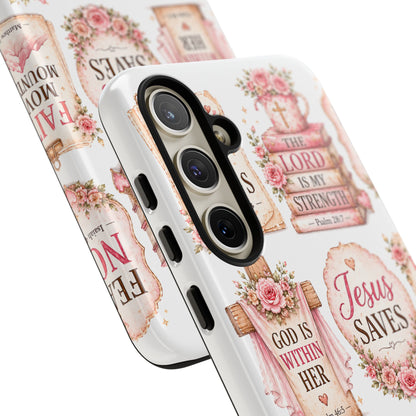 Faith Phone Case — 'Jesus Saves' Floral Christian Scripture iPhone Case